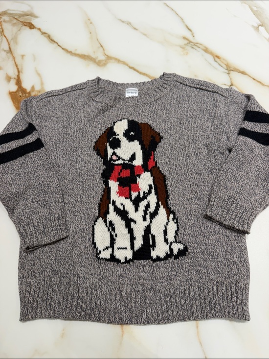 Carter's Other - Carter's Gray Marled Knit Sweater with Dog Motif